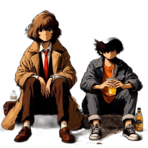 jacket, bottle, concept art, comic book art transparent PNG cut-out