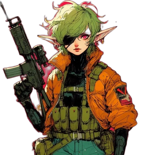 jacket, weapon, cyberpunk, concept art transparent PNG cut-out