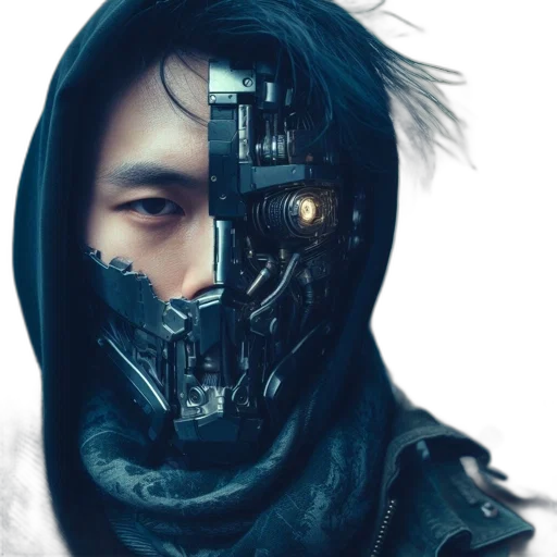 mask, face, jacket, robot transparent PNG cut-out