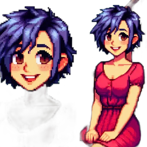 dress, face, staff, pixel art transparent PNG cut-out