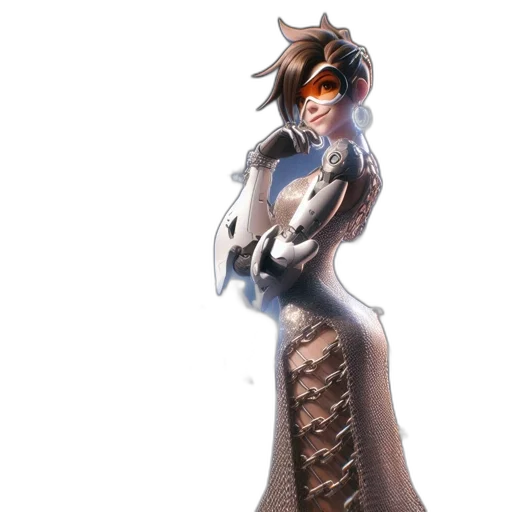 dress, staff, robot, weapon transparent PNG cut-out