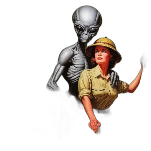 creature, hat, robot, staff transparent PNG cut-out
