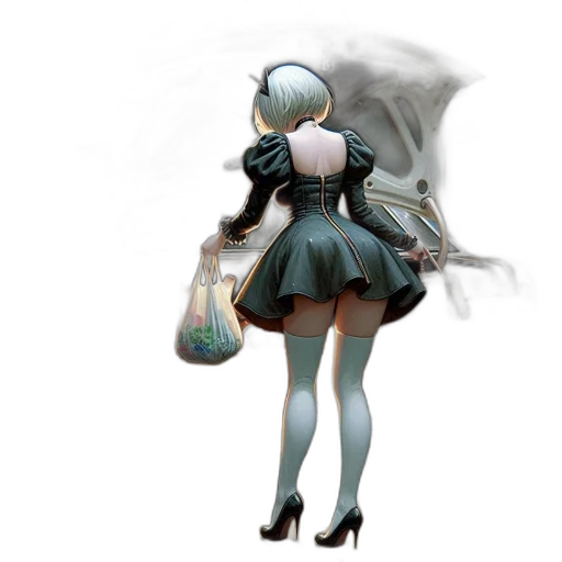dress, staff, robot, weapon transparent PNG cut-out