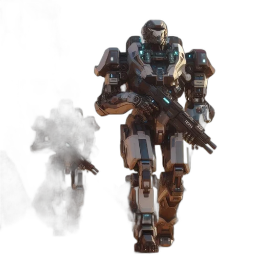 robot, weapon, concept art, 3d render transparent PNG cut-out