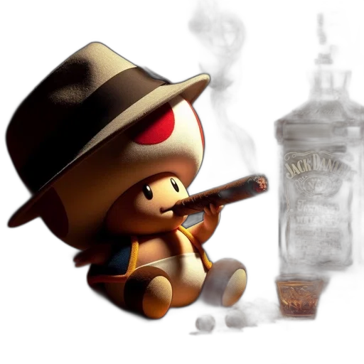bottle, hat, concept art, 3d render transparent PNG cut-out