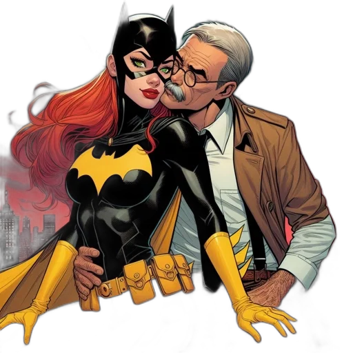 comic book art, silhouetted, batwoman, older transparent PNG cut-out