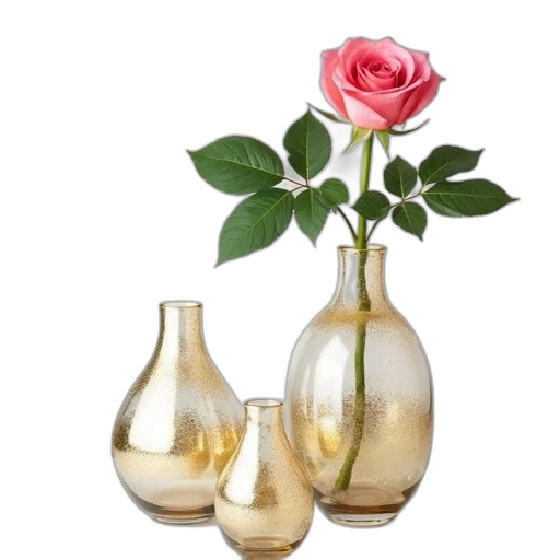 bottle, flower, 3d render, photorealistic transparent PNG cut-out