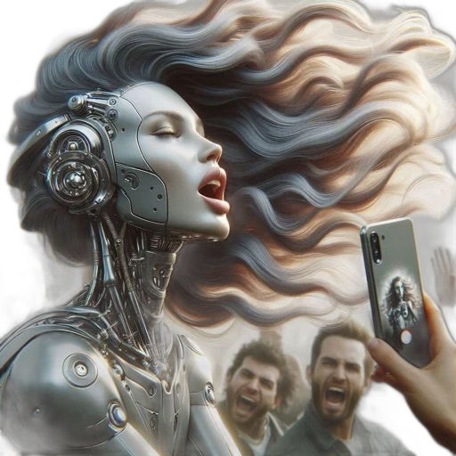 robot, hair, face, mask transparent PNG cut-out