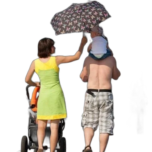 umbrella, hat, dress, staff transparent PNG cut-out