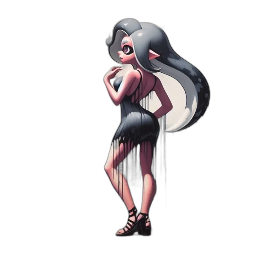 dress, hair, creature, robot transparent PNG cut-out