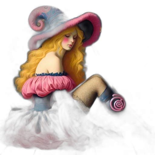 dress, hat, staff, fantasy art transparent PNG cut-out