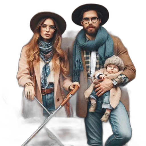 jacket, hat, watercolor, photorealistic transparent PNG cut-out