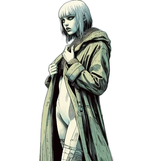 jacket, staff, concept art, comic book art transparent PNG cut-out
