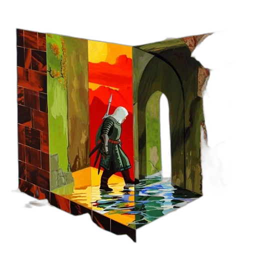 concept art, fantasy art, oil painting, pixel art transparent PNG cut-out