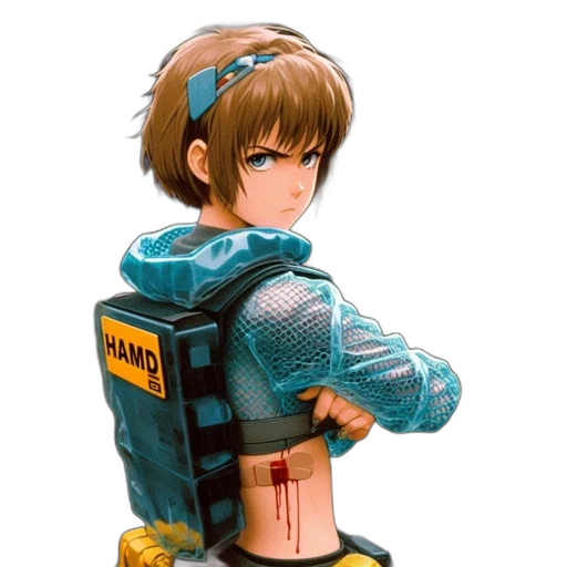 jacket, robot, weapon, cyberpunk transparent PNG cut-out