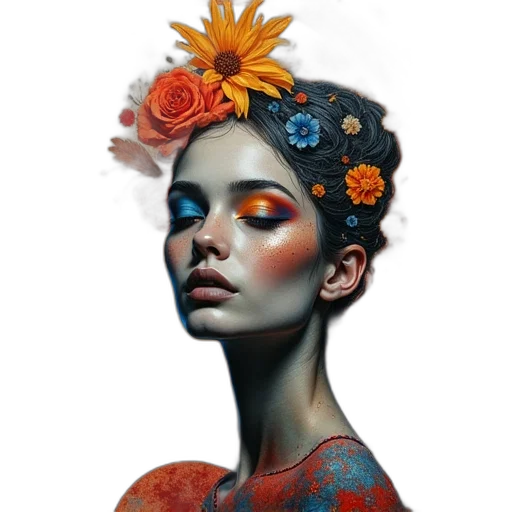 crown, flower, face, mask transparent PNG cut-out