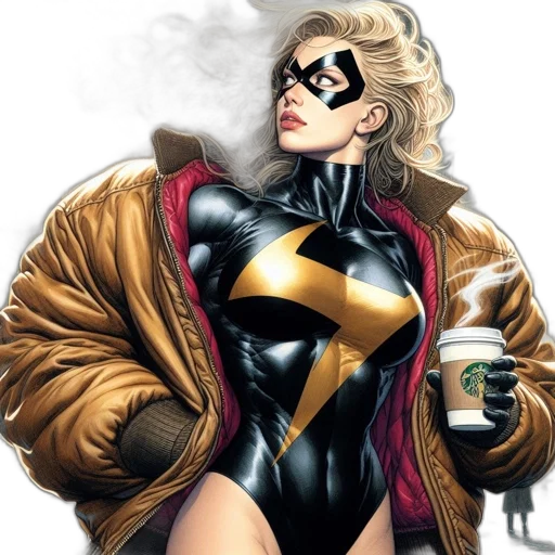 jacket, comic book art, concept art, female transparent PNG cut-out