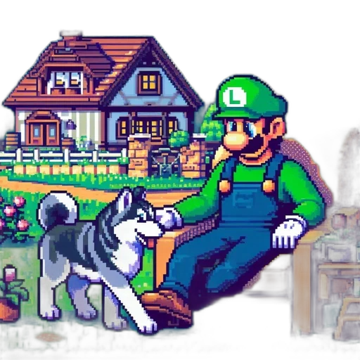 animal, pixel art, concept art, watercolor transparent PNG cut-out