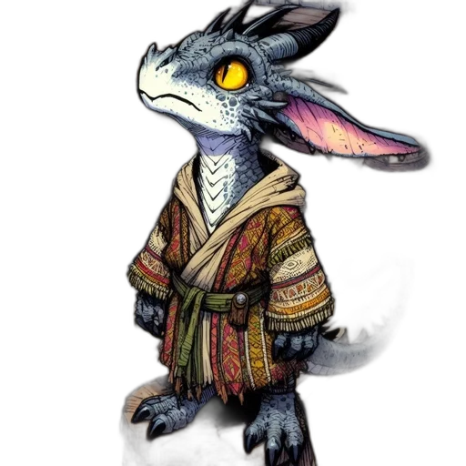 dragon, staff, creature, fantasy art transparent PNG cut-out