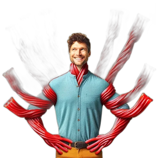 jacket, staff, robot, hair transparent PNG cut-out