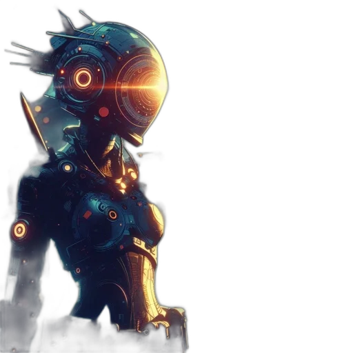 robot, mask, concept art, cyberpunk transparent PNG cut-out