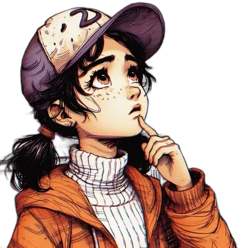 jacket, hat, face, staff transparent PNG cut-out