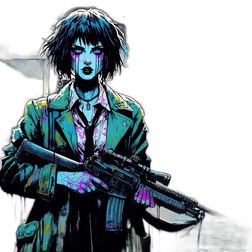 weapon, comic book art, cyberpunk, concept art transparent PNG cut-out