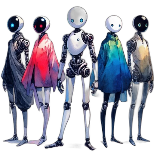 robot, concept art, cyberpunk, 3d render transparent PNG cut-out
