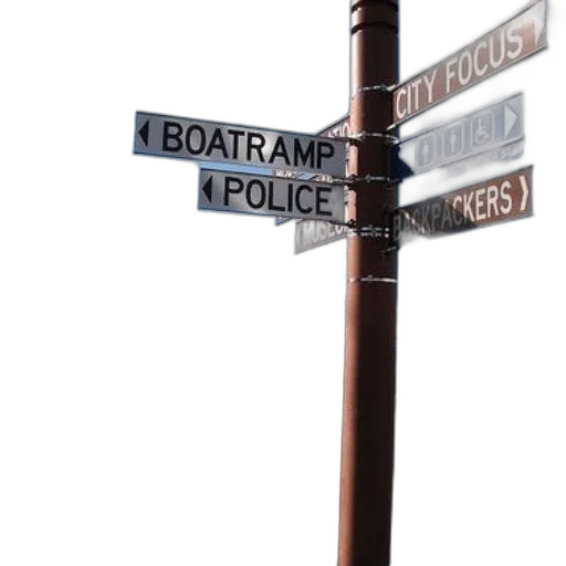 3d render, city street, street, signs transparent PNG cut-out