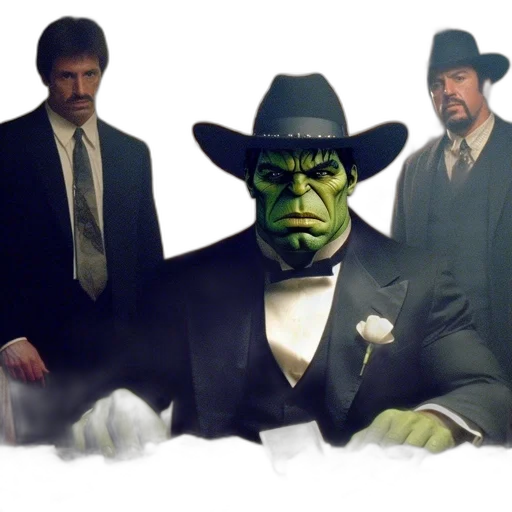 concept art, 3d render, hulk, dressed transparent PNG cut-out