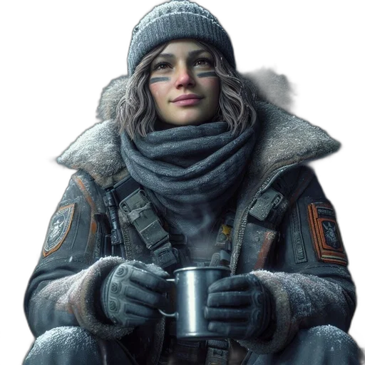 face, jacket, weapon, staff transparent PNG cut-out