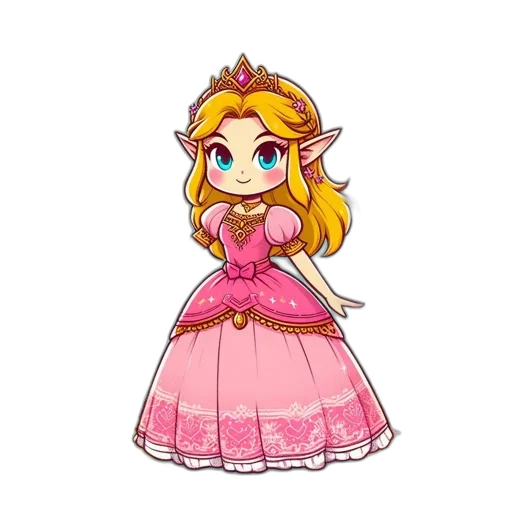 dress, crown, staff, pixel art transparent PNG cut-out