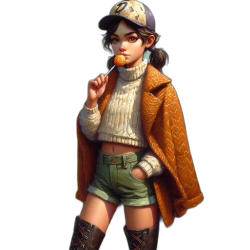 jacket, staff, hat, weapon transparent PNG cut-out