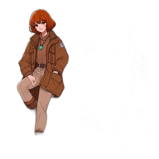 jacket, staff, dress, weapon transparent PNG cut-out