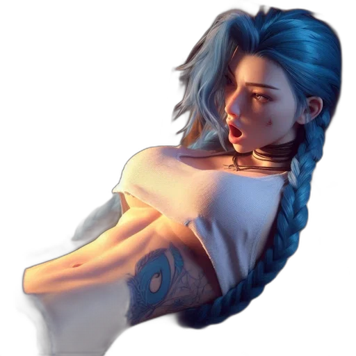 hair, face, staff, cyberpunk transparent PNG cut-out