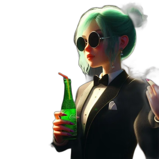jacket, bottle, staff, robot transparent PNG cut-out