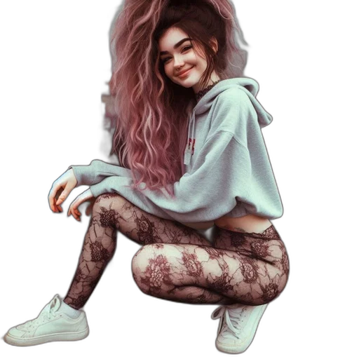 hair, jacket, face, shoes transparent PNG cut-out