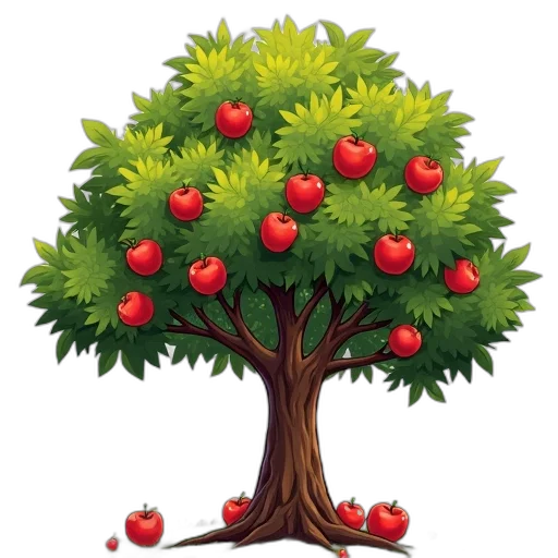 tree, crown, food, photorealistic transparent PNG cut-out