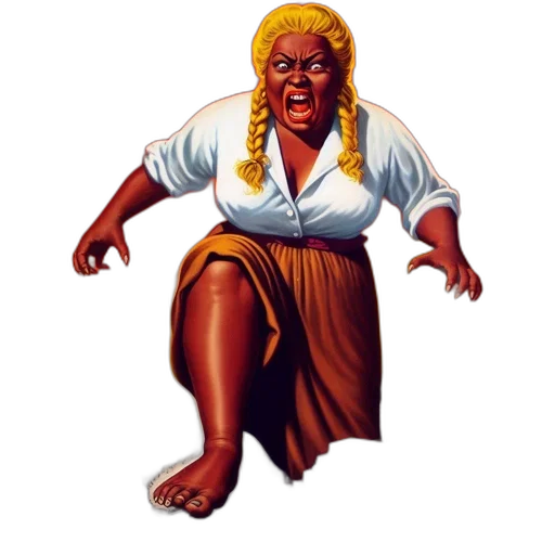 comic book art, concept art, large, blonde-braided transparent PNG cut-out