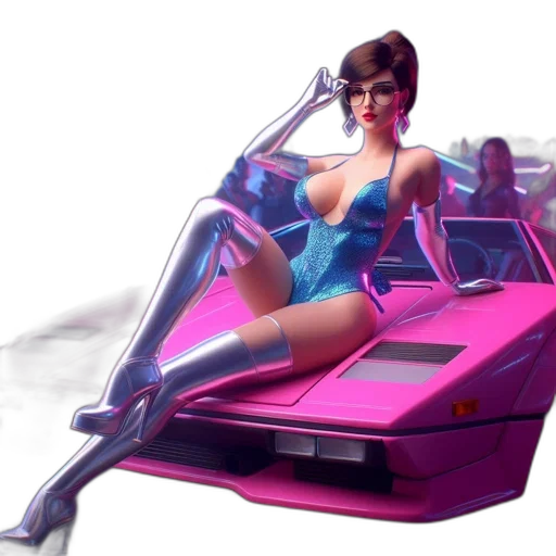 car, weapon, concept art, vaporwave transparent PNG cut-out