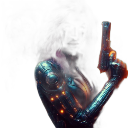robot, weapon, sword, cyberpunk transparent PNG cut-out