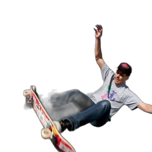 photorealistic, concept art, skateboarder, mid-air transparent PNG cut-out