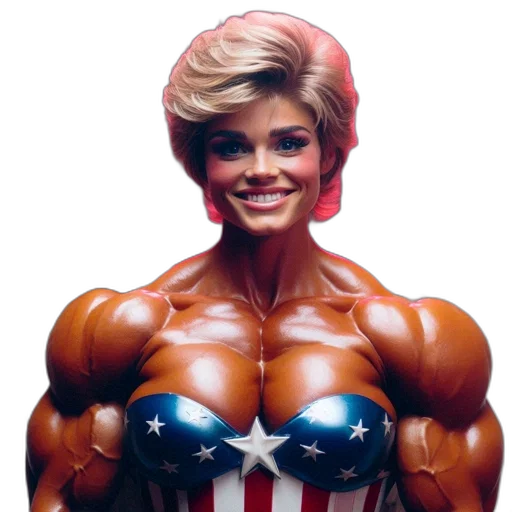 photorealistic, comic book art, woman, muscular transparent PNG cut-out