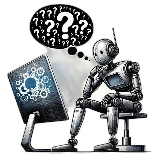 robot, cyberpunk, seated, stool transparent PNG cut-out