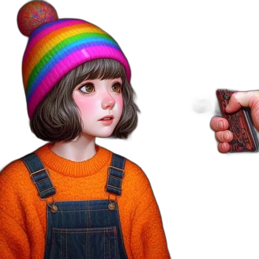 hat, weapon, jacket, hair transparent PNG cut-out