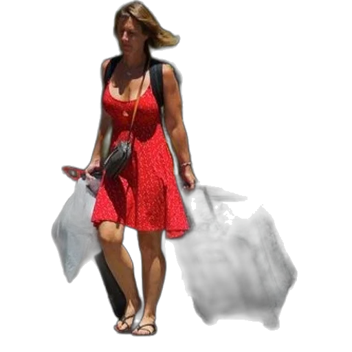 dress, umbrella, hat, staff transparent PNG cut-out