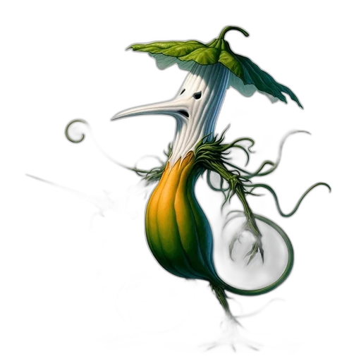 dragon, flower, hair, weapon transparent PNG cut-out