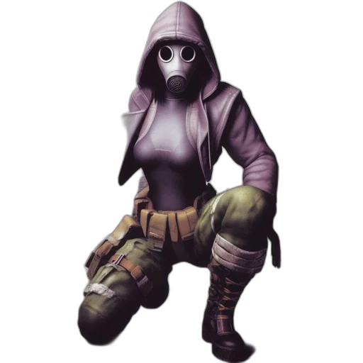 mask, jacket, creature, weapon transparent PNG cut-out