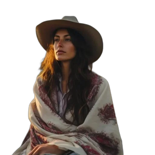 hat, jacket, earth tones, woman transparent PNG cut-out