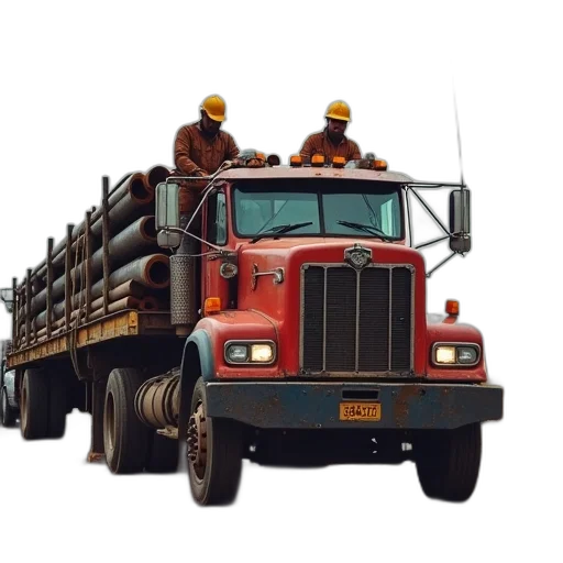 workers, trucks, stack, pipe transparent PNG cut-out